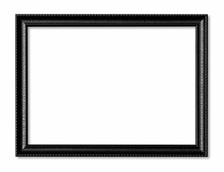 Black picture frame antique isolated on white background