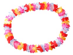  Necklace of bright colorful flowers lei isolated on white