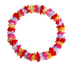  Round circle colorful Hawaiian lei with bright colorful flowers