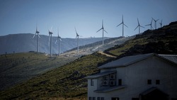 Wind farms in Serra da Estrela mountains, Portugal.