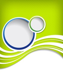 Blue circle on green wave background - flyer design
