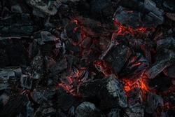 Smoldering charcoal in a barbecue