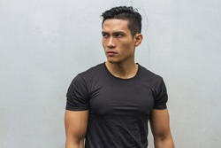 Portrait of Handsome and Muscular Young Man From Indonesia 
