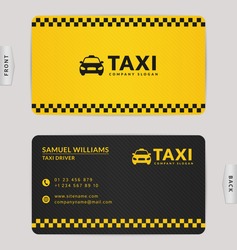 Business card design in black and yellow colors. Stylish vector template for taxi company.
