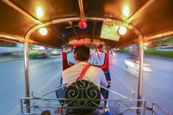 motion blur on tuk -tuk, bangkok thailand