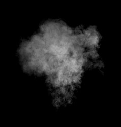 Isolated white smoke effect on black background.