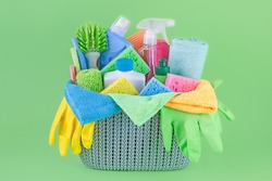 Cleaning products. Cleanliness concept. Spring cleaning.
