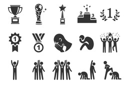 Competition vector illustration icon set. Included the icons as win, lost, award, success, teamwork, sport and more.