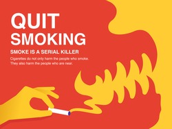 Quit Smoking Poster. Red and yellow smoke in the form of evil concept.