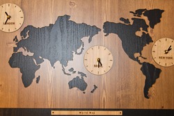A World map & International Clock on the board / World map & International Clock