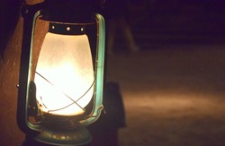 Old vintage Lantern in village at night