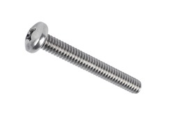 Self-tapping screw  isolated on white background with clipping path. Macro shot metal self-tapping screw. Chromed screw bolt isolated. Nuts and bolts. Tools for work.