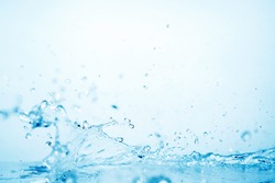 blue water splash on white background for abstract water concept