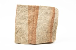 A simple image of a piece of sandstone rock isolated on a white background.