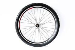 Mountain bicycle wheel isolated on white background