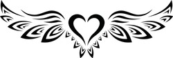 Tribal Tattoo Heart with Wings