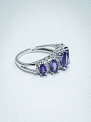 Amethyst silver ring on white background