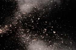 abstract powder splatted background, Freeze motion of earth dust exploding texture