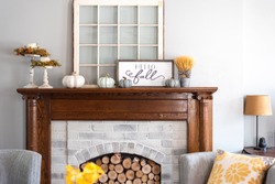 Stylish fall home decor in gray and gold