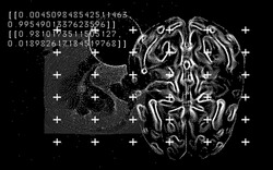 3D vector illustration of brain made of pixels and particles. Concept of neural network, neurology and neuroscience.