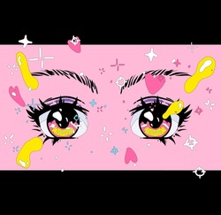 Anime girl's eyes in a manga comic book frame. Trendy illustration in cartoon style.