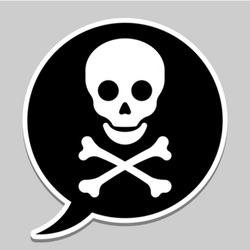 Speech bubble with skull and crossbones - vector