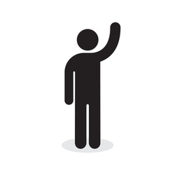 Man raised hand icon, vector simple isolated illustration.