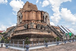 Within Wat Chedi Luang is temple of the big stupa or temple of the royal stupa that is a Buddhist temple in the historic center in Chiang Mai province of Thailand.