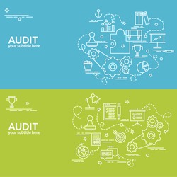 Flat colorful design concept for Audit. Infographic idea of making creative products.
Template for website banner, flyer and poster.
