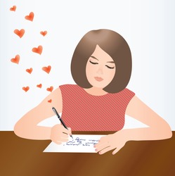 The woman writes a love letter.Vector illustration