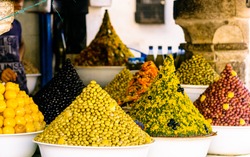 olives at market in Morocco