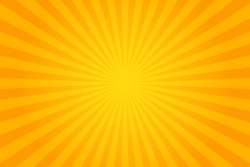 Orange Sunburst Pattern Background. Rays. Radial. Summer Banner. Vector Illustration