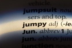 jumpy word in a dictionary. jumpy concept.