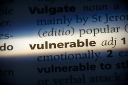 vulnerable word in a dictionary. vulnerable concept, definition.