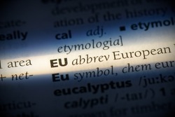 EU European Union word in a dictionary. EU European Union concept, definition.