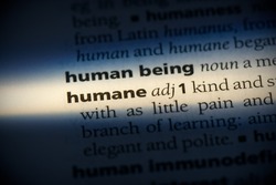 humane word in a dictionary. humane concept, definition.