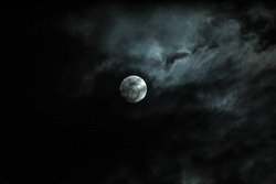 Cloudy night sky with moon.