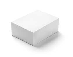 close up of  a white box template on white background