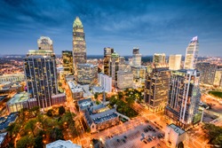 Charlotte, North Carolina, USA uptown cityscape.