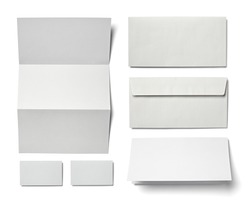collection of various  blank white paper on white background. each one is shot separately