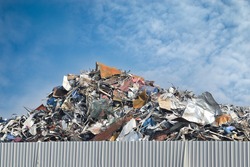 Scrap metal on recycling plant site.