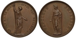France French medal mid-19th century Napoleon gives Civil Code, female figure of Athens, laureate figure of Napoleon in toga, 