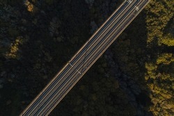 aerial view of a high-speed railroad track on a bridge