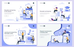 Set of flat design concept education for website and landing page template.Online education, training and courses, investment in education, Vector 