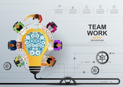 Idea concept for business teamwork, creative innovation, . Vector illustration.