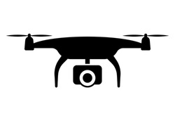 Drone quadrocopter with camera. Drone Video Camera vector icon