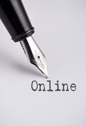 Online with pen written on paper 