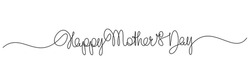 Happy Mother's Day handwritten lettering. Continuous line drawing text design. Vector illustration