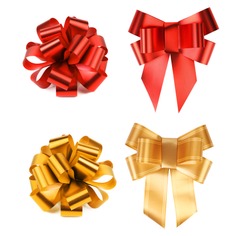 Big red and yellow bows. Isolated on a white background.