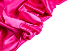Pink silk drape. Located on a white background. 